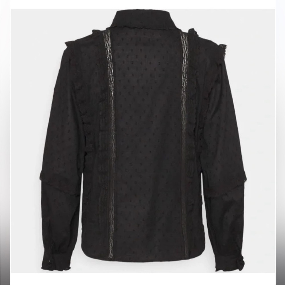 FARM RIO Black Swiss Dot Lace Peasant Victorian Blouse - Picture 3 of 14